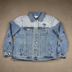 Golden State Warriors Jacket Womens Small Blue Denim Jean WEAR Erin Andrews